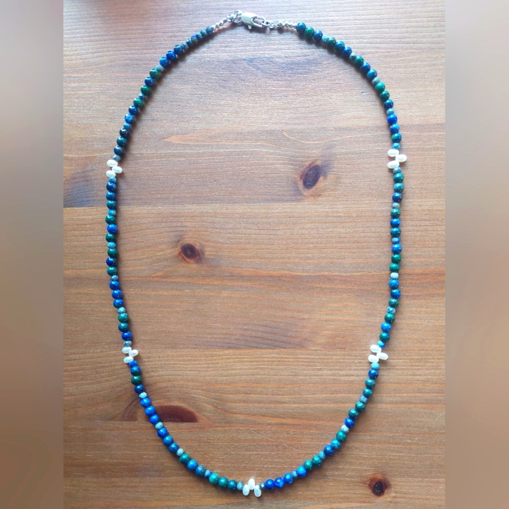 Lapis lazuli chrysocolla beaded necklace